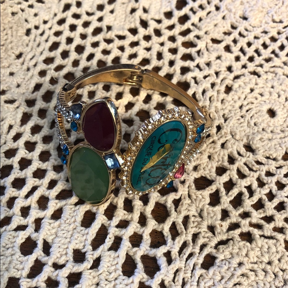 Gold-Tone Multicolor Gemstone Statement Cuff Bracelet